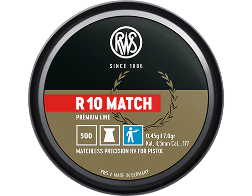 RWS R10 MATCH HV 4.5MM 7 GRAIN, 500/TIN Pistol
