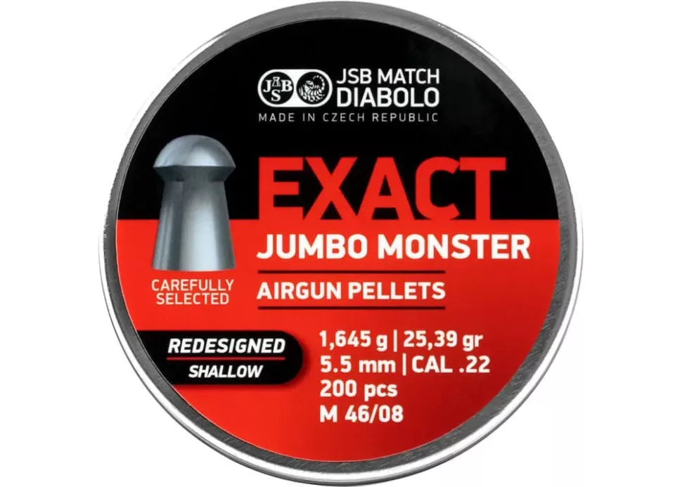 JSB Exact Jumbo Monster Shallow 5.52mm, 200 per tin, 25.39 Grain