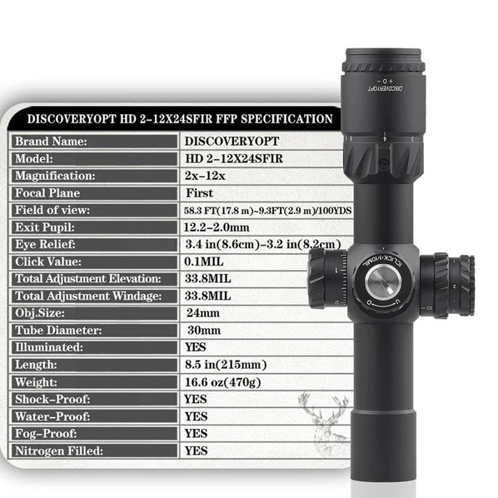 Discovery HD 2-12X24SFIR FFP-MIL rifle scope