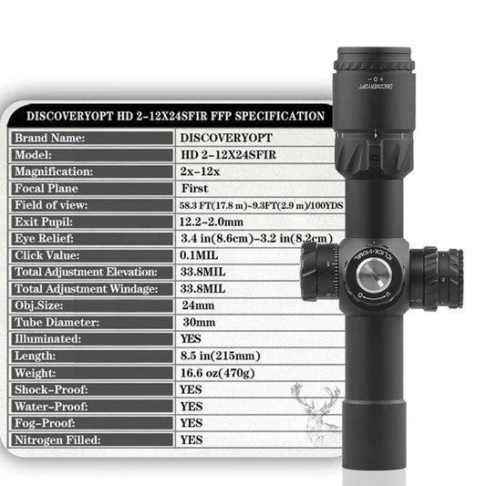 Discovery HD 2-12X24SFIR FFP-MIL rifle scope