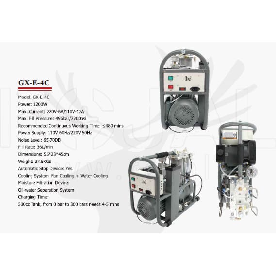 220V High-pressure Compressor - 400 Bar Water Cooled