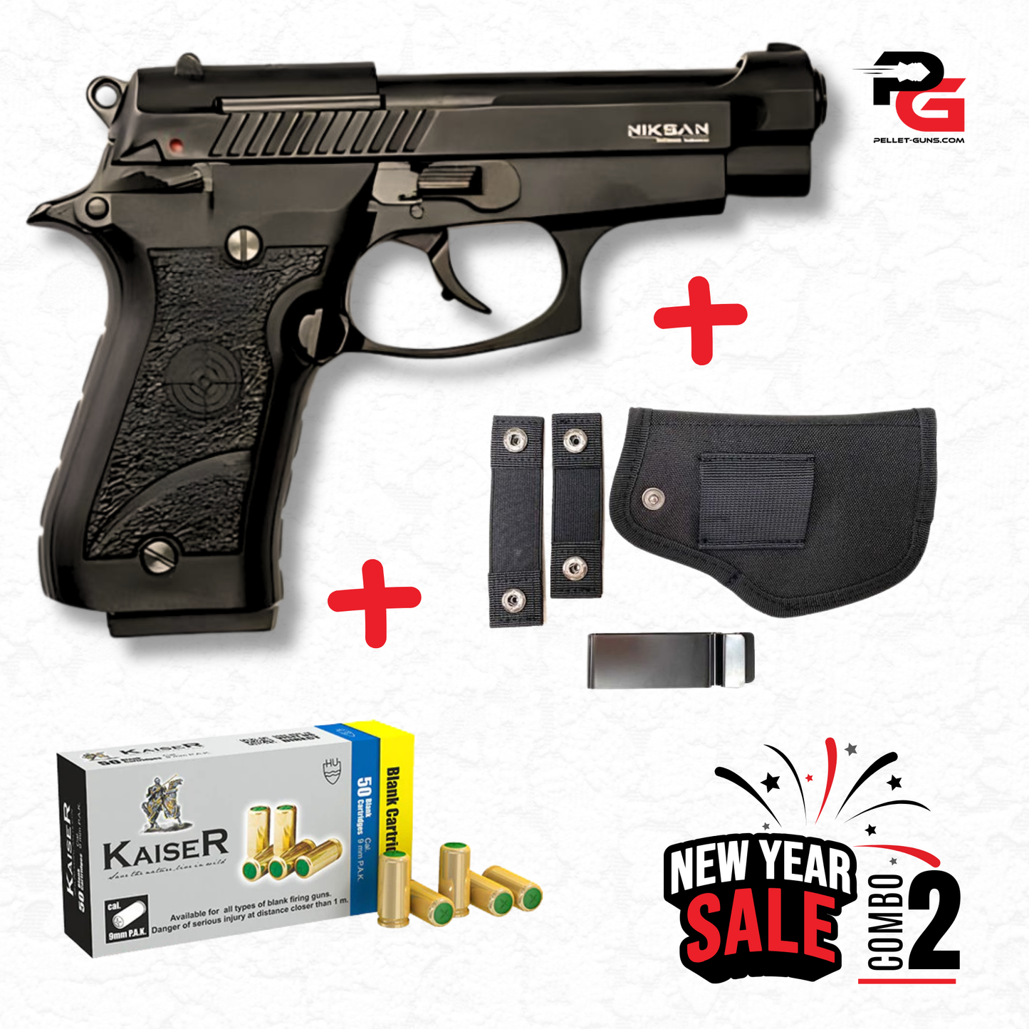 COMBO SALE - Niksan BP84 Blank Firing 9mm P.A.K Black