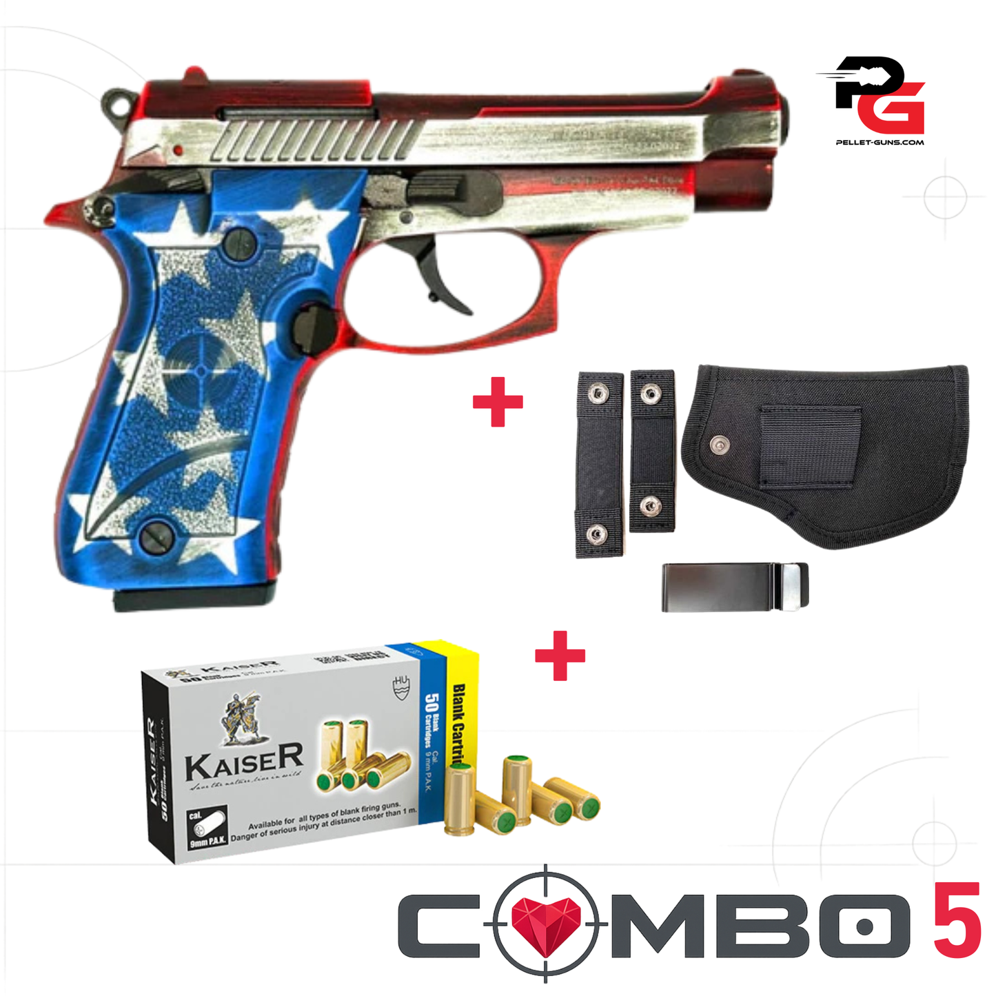 Niksan BP84 Patriot American Flag Blank 9mm P.A.K