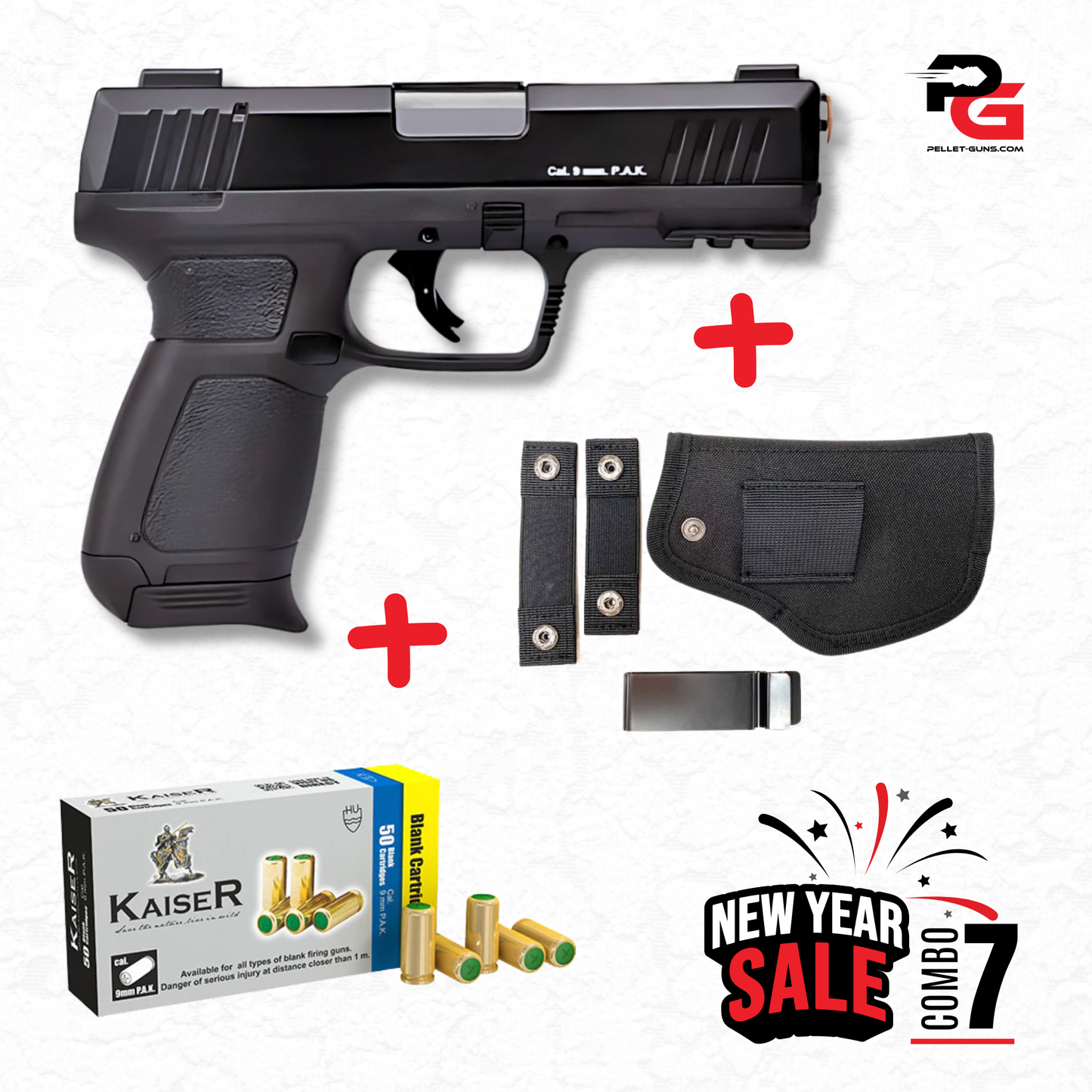 COMBO SALE - Kuzey P122 Blank Firing Gun - Black