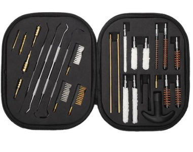 GUN CLEANING KIT IN NYLONG ZIP CASE (28-PIECE) FOR .22 CAL, .270 CAL, .357 CAL, .40 CAL, .45 CAL