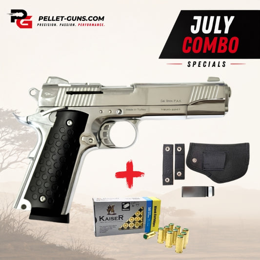 COMBO DEAL - Kuzey 911 blank 9mm PAK - chrome with chrome trim and black grip