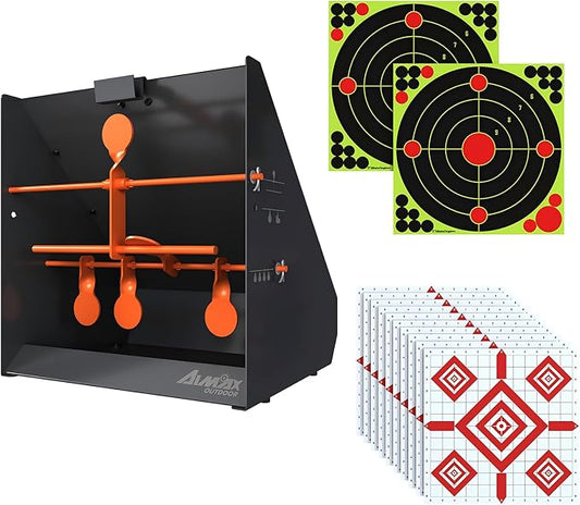 PELLET TRAP (HEAVY DUTY) 31X23X31CM WITH SPINNING TARGETS 5MM THICKNESS AND 5MM BACKPLATE AND 10PCS PAPER TARGETS INCLUDED