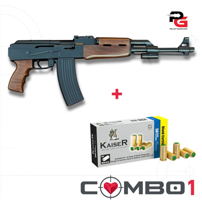 AK 47 Short 9mm PAK Blank Firing Gun Wooden Stock - Blank