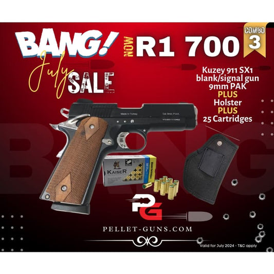 Bang! July Sale Combo 3: Kuzey 911 SX1 blank/signal gun 9mm