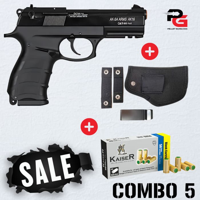COMBO SPECIAL - AKSA Arms Model AK-16 Blank Gun - Black