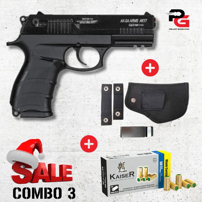 COMBO SPECIAL - AKSA Arms Model AK-17 Blank Gun - Black