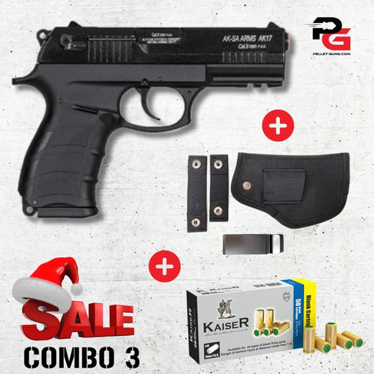 COMBO SPECIAL - AKSA Arms Model AK-17 Blank Gun - Black