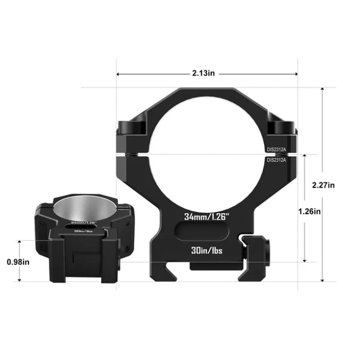 DISCOVERY HEAVY DUTY PICATINNY MOUNT SET 34MM X 1.26’’