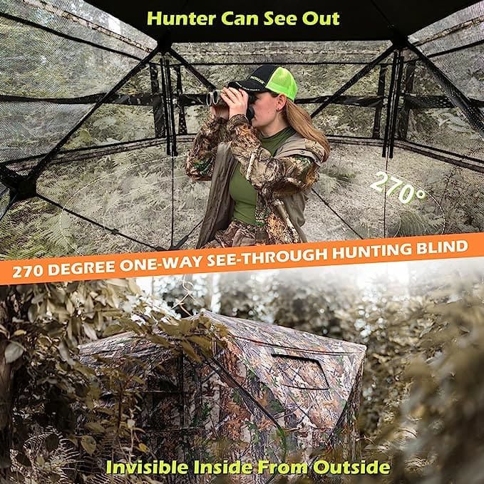 HUNTING/PHOTOGRAPHY BLIND/HIDE 270 DEGREE - ONE-WAY VISIBILITY WITH SILENT OPENINGS