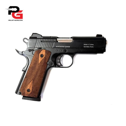 Kuzey Blank Firing Signal Gun - Black With Walnut Grip