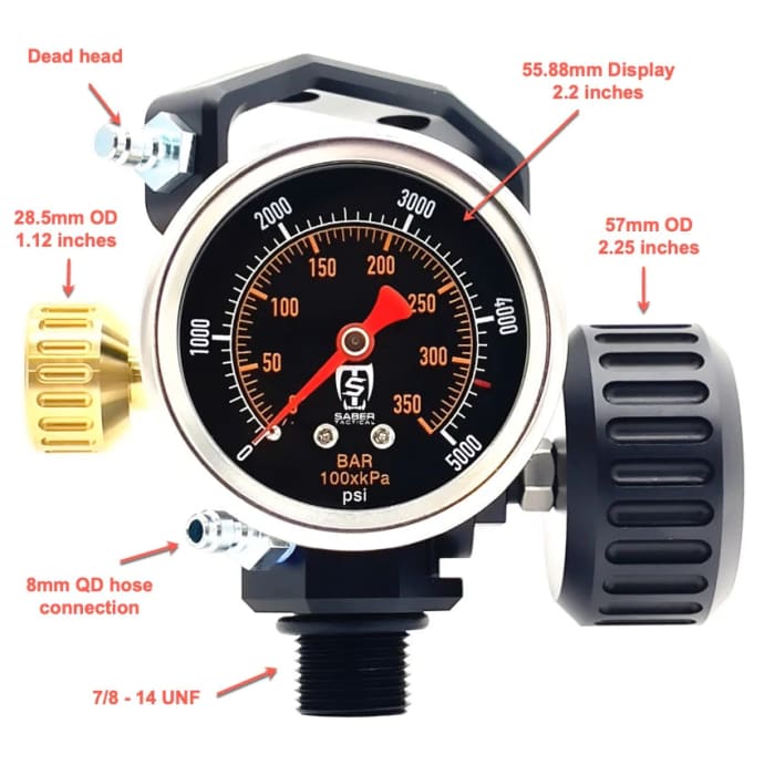 Saber Tactical Tank Valve - Air Pressure Gauges