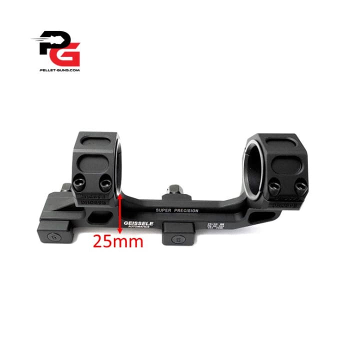 Single Piece 25/30mm Picatinny mount with overhang with 2