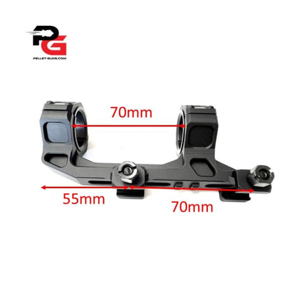 Single Piece 25/30mm Picatinny mount with overhang with 2